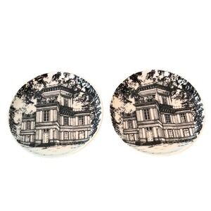 PAIR of Greiffenhorst-Schlobchen Krefeld-Linn‎ Print Scene Trinket Dishes 3 3/4"